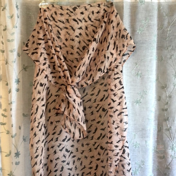 Retro black cat and pink chiffon 64” long scarf! - Picture 2 of 3